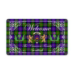 Doormat - Welcome Mat Scottish Clan Cameron Tartan Door Mat, Plaid Doormat With Thistle and Two Lion Scottish
