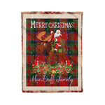 Personalized Gift Plaid Tartan Blanket Clan MacDuff With Moose Lover Xmas Gift Santa Riding Christmas Fleece Blanket