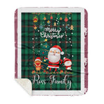 Personalized Gift Tartan Plaid Blanket Clan Ross Hunting Modern With Funny Santa Snowman Reindeer Merry Christmas Gift Sherpa Blanket, blue plaid sherpa blanket,blue tartan sherpa blanket,Buchan,buffalo plaid sherpa blanket,christmas sherpa blanket,Christmas Throw Blanket