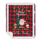 Personalized Gift Tartan Plaid Blanket Clan Belshes With Funny Santa Snowman Reindeer Merry Christmas Gift Sherpa Blanket, blue plaid sherpa blanket,blue tartan sherpa blanket,Buchan,buffalo plaid sherpa blanket,christmas sherpa blanket,Christmas Throw Blanket