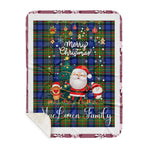 Personalized Gift Tartan Plaid Blanket Clan MacLaren With Funny Santa Snowman Reindeer Merry Christmas Gift Sherpa Blanket, blue plaid sherpa blanket,blue tartan sherpa blanket,Buchan,buffalo plaid sherpa blanket,christmas sherpa blanket,Christmas Throw Blanket
