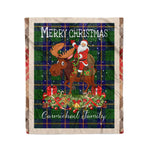 Personalized Gift Plaid Tartan Blanket Clan Carmichael Modern With Moose Lover Xmas Gift Santa Riding Christmas Fleece Blanket