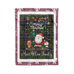 Personalized Gift Tartan Plaid Blanket Clan MacMillan Hunting Modern With Funny Santa Snowman Reindeer Merry Christmas Fleece Blanket, Home Living Room, Plaid Blanket, Tartan Blanket, Scottish Blanket, Buffalo fleece blanket, Christmas Blanket