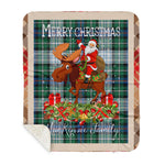Personalized Gift Plaid Tartan Blanket Clan MacKenzie Dress Ancient With Moose Lover Xmas Gift Santa Riding Buffalo Plaid Christmas Sherpa Blanket