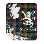Sherpa Blanket - Tartan Blanket Thistle and Lion Scottish Clan Denniston Plaid Blanket, plaid sherpa blanket queen,purple sherpa blanket,queen sherpa blanket,queen size sherpa blanket,red sherpa blanket,scottish tartan blankets,sherpa blanket,sherpa christmas blanket
