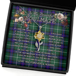 To My Beautiful Soulmate Sunflower Necklace In Your Eyes I Have Found My Home Clan MacDonald Of The Isles Modern Tartan Jewelry For Girlfriend, Tartan Sunflower Pendant Necklace, Scottish Tartan Jewelry, valentine necklace, necklace girlfriend, necklace for wife, cute necklaces for girlfriend, jewelry for girlfriend, to my soulmate necklace, to my future wife necklace