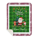 Personalized Gift Tartan Plaid Blanket Clan Blane With Funny Santa Snowman Reindeer Merry Christmas Gift Sherpa Blanket, blue plaid sherpa blanket,blue tartan sherpa blanket,Buchan,buffalo plaid sherpa blanket,christmas sherpa blanket,Christmas Throw Blanket