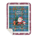 Personalized Gift Tartan Plaid Blanket Clan Agnew Ancient With Funny Santa Snowman Reindeer Merry Christmas Gift Sherpa Blanket, blue plaid sherpa blanket,blue tartan sherpa blanket,Buchan,buffalo plaid sherpa blanket,christmas sherpa blanket,Christmas Throw Blanket