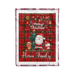 Personalized Gift Tartan Plaid Blanket Clan Heron With Funny Santa Snowman Reindeer Merry Christmas Fleece Blanket, Christmas Blanket, Plaid Blanket, Tartan Blanket,Scottish Blanket