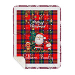 Personalized Gift Tartan Plaid Blanket Clan Ruthven With Funny Santa Snowman Reindeer Merry Christmas Gift Sherpa Blanket, blue plaid sherpa blanket,blue tartan sherpa blanket,Buchan,buffalo plaid sherpa blanket,christmas sherpa blanket,Christmas Throw Blanket