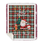 Personalized Gift Tartan Plaid Blanket Clan Graham With Funny Santa Snowman Reindeer Merry Christmas Gift Sherpa Blanket, blue plaid sherpa blanket,blue tartan sherpa blanket,Buchan,buffalo plaid sherpa blanket,christmas sherpa blanket,Christmas Throw Blanket