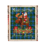 Personalized Gift Plaid Tartan Blanket Clan Fletcher With Moose Lover Xmas Gift Santa Riding Christmas Fleece Blanket