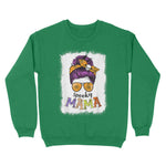Standard Crew Neck Sweatshirt - Spooky Mama Halloween Messy Bun Hair Skull Spooky Mom Funny - Scotstee Shop