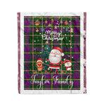 Personalized Gift Tartan Plaid Blanket Clan Taylor With Funny Santa Snowman Reindeer Merry Christmas Fleece Blanket, Home Living Room, Plaid Blanket, Tartan Blanket, Scottish Blanket, Buffalo fleece blanket, Christmas Blanket