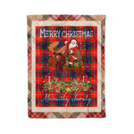 Personalized Gift Plaid Tartan Blanket Clan Abernethy With Moose Lover Xmas Gift Santa Riding Christmas Fleece Blanket