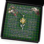 To My Beautiful Soulmate Sunflower Necklace In Your Eyes I Have Found My Home Clan Cranstoun Modern Tartan Jewelry For Girlfriend, Tartan Sunflower Pendant Necklace, Scottish Tartan Jewelry, valentine necklace, necklace girlfriend, necklace for wife, cute necklaces for girlfriend, jewelry for girlfriend, to my soulmate necklace, to my future wife necklace