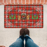 Doormat - Welcome Mat Scottish Clan Fraser Weathered Weathered Tartan Door Mat, Plaid Doormat With Thistle and Two Lion Scottish