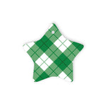 Bias Plaid Tartan Ornament Star Ornament, Christmas Star Decorations, ceramic ornament, Plaid Star Ceramic Ornament, Christmas Ornament Decorations Gift