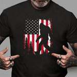 Scotstee Shop - Bigfoot 4th of July American USA Flag Patriotic Kids 4th Of July Shirt bigfoot gifts