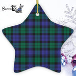 Blackwatch Modern Tartan Ornament Star Ornament, Christmas Star Decorations, ceramic ornament, Plaid Star Ceramic Ornament, Christmas Ornament Decorations Gift