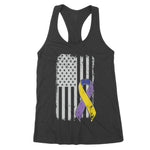 Bladder Cancer Awareness Ribbon Distressed American Flag Women's Tank Top - Scotstee Shop