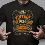 Born In 1930 Vintage 91st Birthday Gift Party 91 Years Old Birthday Shirt - Scotstee Shop