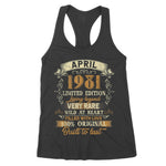 Born In April 1981 Vintage 40th Birthday Men 40 Years Old Women's Tank Top - Scotstee Shop