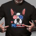 Scotstee Shop - Boston Terrier Merica 4th of July Men Boys Dog Puppy 4th Of July Shirt