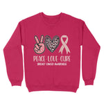 Breast Cancer Peace Love Cure In October We Wear Pink Ribbon Breast Cancer Awareness Sweatshirt - Scotstee Shop