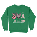 Breast Cancer Peace Love Cure In October We Wear Pink Ribbon Breast Cancer Awareness Sweatshirt - Scotstee Shop