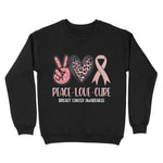 Breast Cancer Peace Love Cure In October We Wear Pink Ribbon Breast Cancer Awareness Sweatshirt - Scotstee Shop
