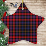 Broun Modern Tartan Ornament Star Ornament, Christmas Star Decorations, ceramic ornament, Plaid Star Ceramic Ornament, Christmas Ornament Decorations Gift