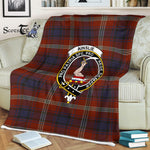 Brown Plaid Blankets Plaid Blanket Ainslie Ancient Clan Crest Badge Tartan Blanket - Scotstee Shop