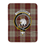 Scotstee Shop Tartan Plaid Blanket Cunningham Burgundy Dancers Clan Crest Badge Scottish Tartan Plaid Sherpa Blanket