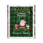 Personalized Gift Tartan Plaid Blanket Clan Kinnear With Funny Santa Snowman Reindeer Merry Christmas Fleece Blanket, Home Living Room, Plaid Blanket, Tartan Blanket, Scottish Blanket, Buffalo fleece blanket, Christmas Blanket