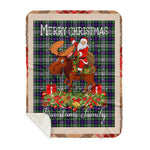 Personalized Gift Plaid Tartan Blanket Clan Davidson of Tulloch Dress With Moose Lover Xmas Gift Santa Riding Buffalo Plaid Christmas Sherpa Blanket