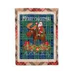 Personalized Gift Plaid Tartan Blanket Clan MacCallum Ancient With Moose Lover Xmas Gift Santa Riding Christmas Fleece Blanket