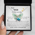 Opal Turtle Necklace - Mom Necklace Gift - Daughter Gift To Best Mom, You Gave Me The Wings To Fly Mom Necklace