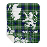 Sherpa Blanket - Tartan Blanket Thistle and Lion Scottish Clan Purves Plaid Blanket, plaid sherpa blanket queen,purple sherpa blanket,queen sherpa blanket,queen size sherpa blanket,red sherpa blanket,scottish tartan blankets,sherpa blanket,sherpa christmas blanket