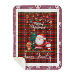 Personalized Gift Tartan Plaid Blanket Clan Innes of Moray With Funny Santa Snowman Reindeer Merry Christmas Gift Sherpa Blanket, blue plaid sherpa blanket,blue tartan sherpa blanket,Buchan,buffalo plaid sherpa blanket,christmas sherpa blanket,Christmas Throw Blanket