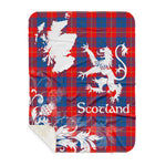 Sherpa Blanket - Tartan Blanket Thistle and Lion Scottish Clan McKerrell Red Plaid Blanket, plaid sherpa blanket queen,purple sherpa blanket,queen sherpa blanket,queen size sherpa blanket,red sherpa blanket,scottish tartan blankets,sherpa blanket,sherpa christmas blanket