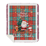 Personalized Gift Tartan Plaid Blanket Clan Dunbar Ancient With Funny Santa Snowman Reindeer Merry Christmas Gift Sherpa Blanket, blue plaid sherpa blanket,blue tartan sherpa blanket,Buchan,buffalo plaid sherpa blanket,christmas sherpa blanket,Christmas Throw Blanket