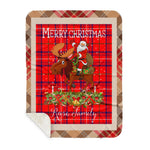 Personalized Gift Plaid Tartan Blanket Clan Rose With Moose Lover Xmas Gift Santa Riding Buffalo Plaid Christmas Sherpa Blanket