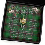 To My Beautiful Soulmate Sunflower Necklace In Your Eyes I Have Found My Home Clan Kirkcaldy Tartan Jewelry For Girlfriend, Tartan Sunflower Pendant Necklace, Scottish Tartan Jewelry, valentine necklace, necklace girlfriend, necklace for wife, cute necklaces for girlfriend, jewelry for girlfriend, to my soulmate necklace, to my future wife necklace