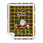 Personalized Gift Tartan Plaid Blanket Clan MacMillan With Funny Santa Snowman Reindeer Merry Christmas Gift Sherpa Blanket, blue plaid sherpa blanket,blue tartan sherpa blanket,Buchan,buffalo plaid sherpa blanket,christmas sherpa blanket,Christmas Throw Blanket