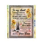 Scotstee Shop - Personalized Gift To My Aunt Gift, Sunflower Gift From Niece Lovely Letter Present Fleece Blanket