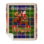 Personalized Gift Plaid Tartan Blanket Clan Whitelaw Modern With Moose Lover Xmas Gift Santa Riding Buffalo Plaid Christmas Sherpa Blanket