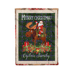 Personalized Gift Plaid Tartan Blanket Clan Ogilvie Hunting With Moose Lover Xmas Gift Santa Riding Christmas Fleece Blanket