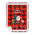 Personalized Gift Tartan Plaid Blanket Clan MacIntyre Modern With Funny Santa Snowman Reindeer Merry Christmas Gift Sherpa Blanket, blue plaid sherpa blanket,blue tartan sherpa blanket,Buchan,buffalo plaid sherpa blanket,christmas sherpa blanket,Christmas Throw Blanket