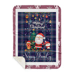 Personalized Gift Tartan Plaid Blanket Clan Nevoy With Funny Santa Snowman Reindeer Merry Christmas Gift Sherpa Blanket, blue plaid sherpa blanket,blue tartan sherpa blanket,Buchan,buffalo plaid sherpa blanket,christmas sherpa blanket,Christmas Throw Blanket
